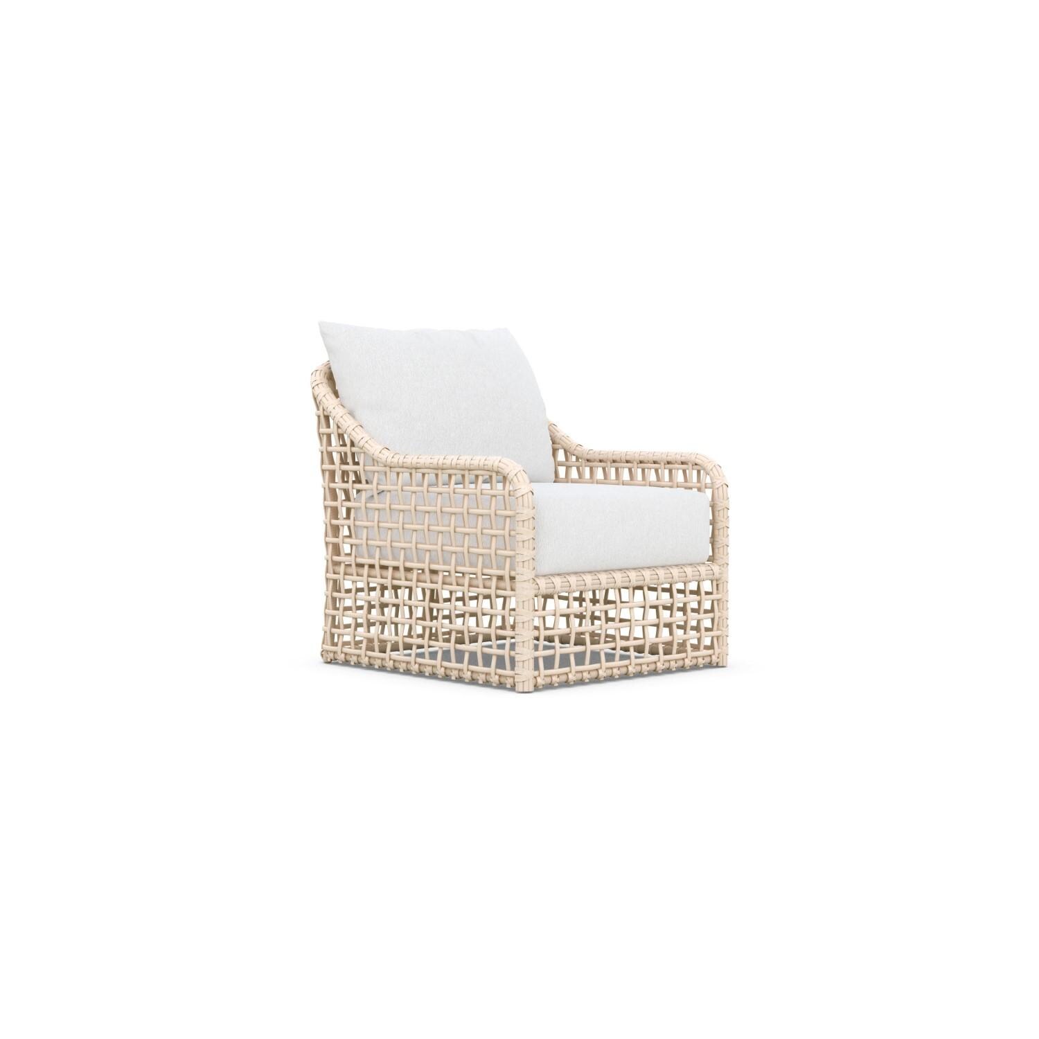 Azzurro Living KIA-W05S1HB-CU Kiawah Wicker High Back Club Chair in Almond/Cloud - Angled - White Background thumbnail