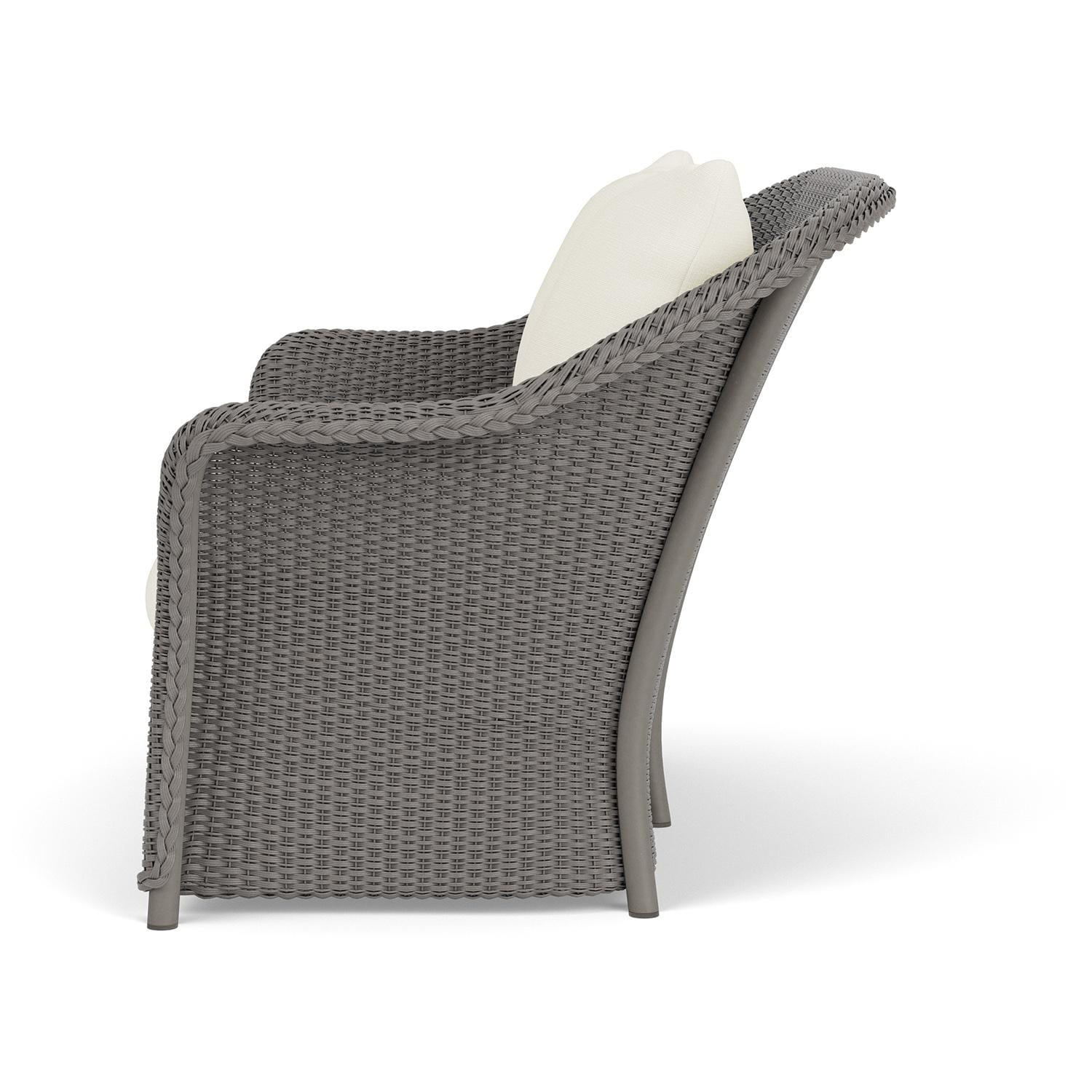 Lloyd Flanders Weekend Retreat Loveseat in Pewter Finish W/ Sailcloth Salt Fabric - Side thumbnail