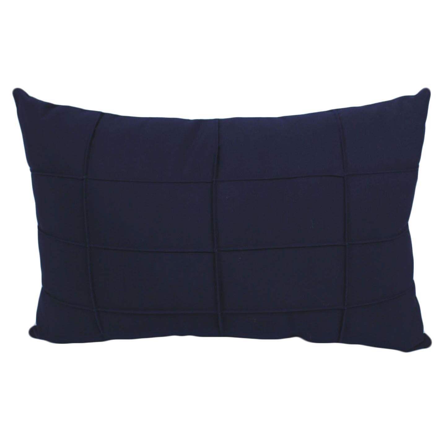Navy Blue Squares Outdoor Lumbar Pillow By Lava Pillows - 12 X 20