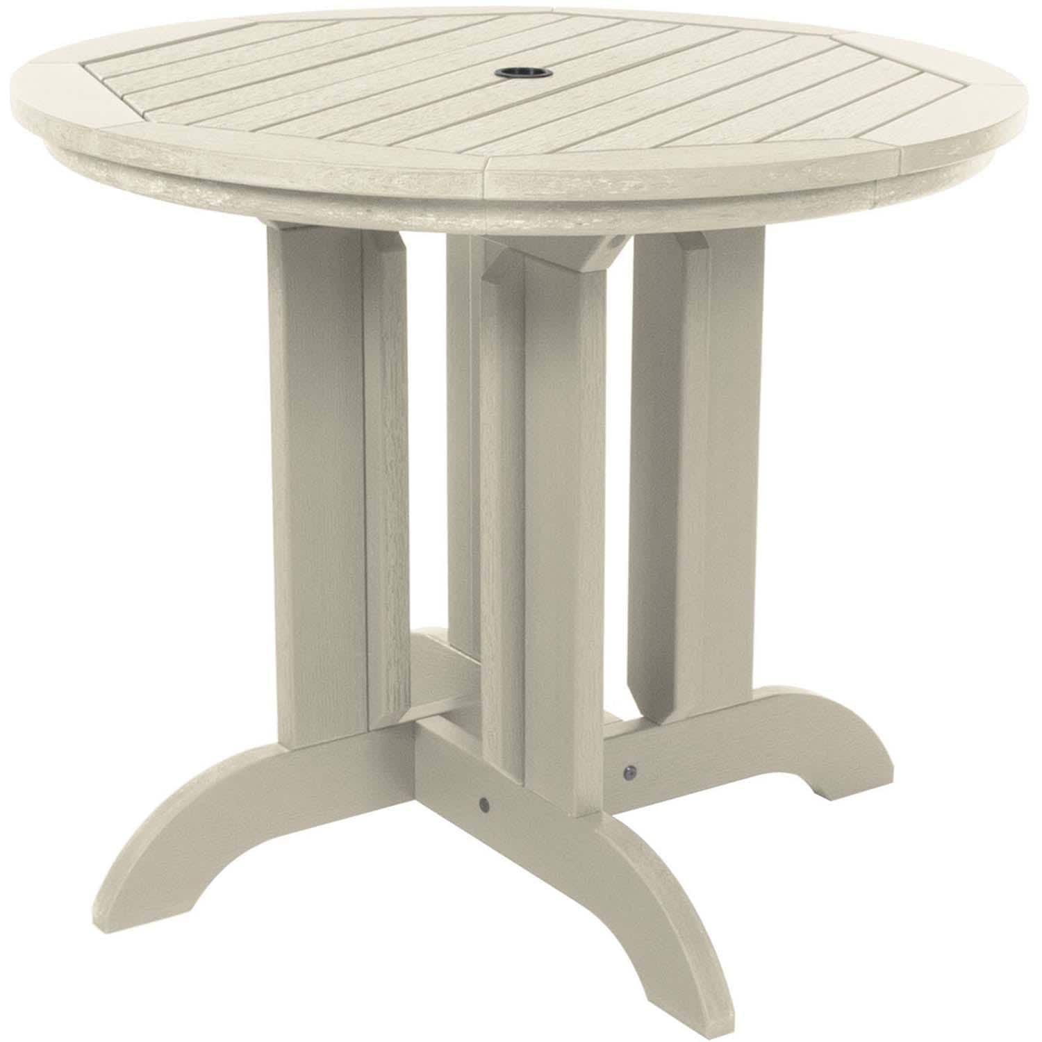 Elm Pointe 3 Pc Recycled Plastic Round Dining Set in Whitewash By Lakeview Outdoor Designs - Table - White Background thumbnail
