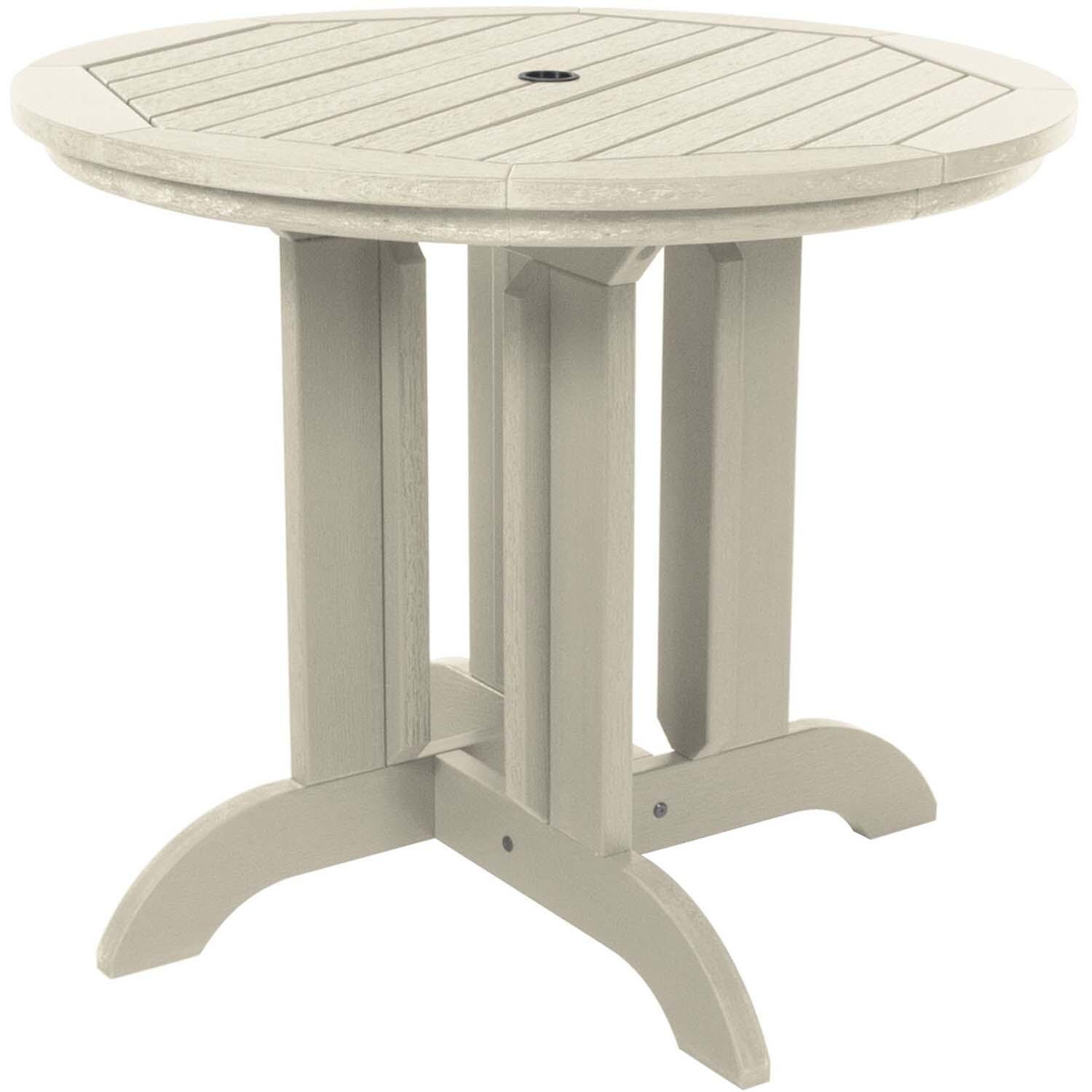 Elm Pointe 3 Pc Recycled Plastic Round Dining Set in Whitewash By Lakeview Outdoor Designs - Table - White Background thumbnail