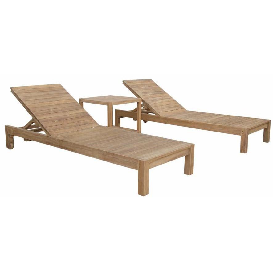 Anderson Teak South Bay Glenmore Teak 2 Person Chaise Lounge Set With End Table thumbnail