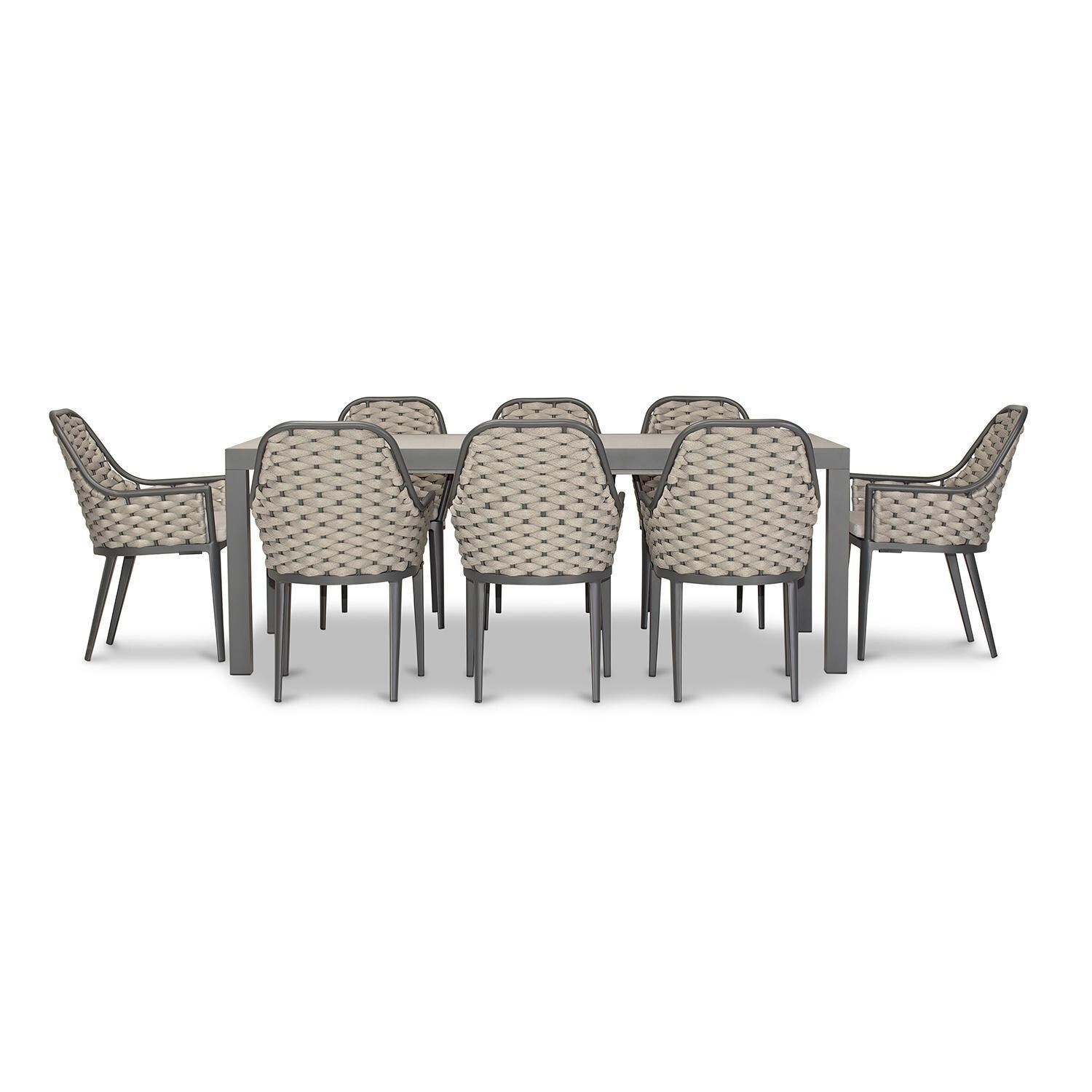 Chloe Bay 9 Pc Aluminum Extendable Dining Set in Slate/Concrete by Lakeview Outdoor Designs