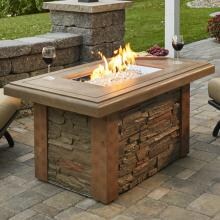 The Outdoor GreatRoom Company Sierra 49-Inch Linear Natural Gas Fire Pit Table with 24-Inch Crystal Fire Burner - Mocha - Ships As Propane With Conversion Fittings - SL-1224-M-K-NG