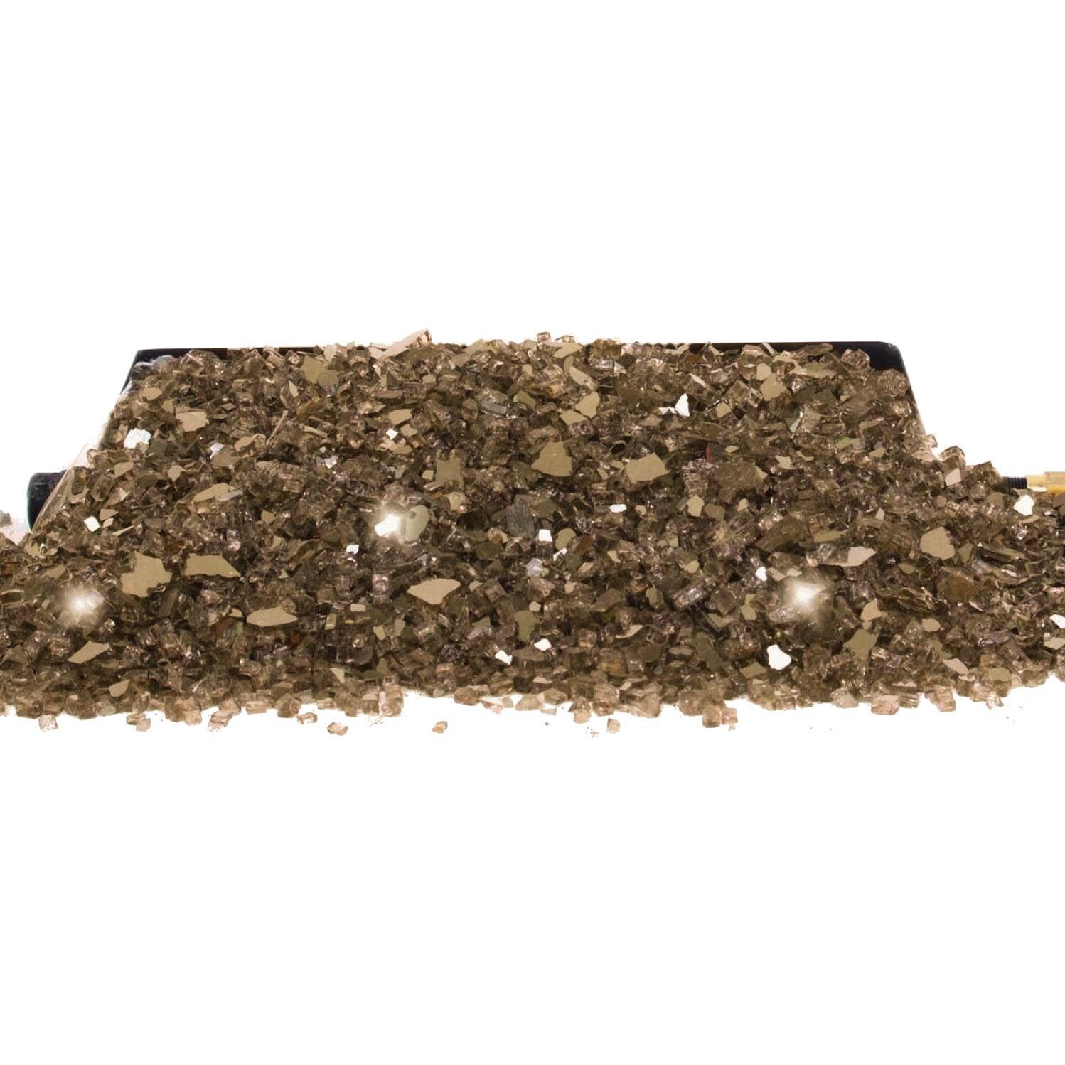 Peterson Fyre Glass 24 Inch Bronze Reflective Fire Glass Set With Vented Propane G45 Burner - Shown Without Flames thumbnail