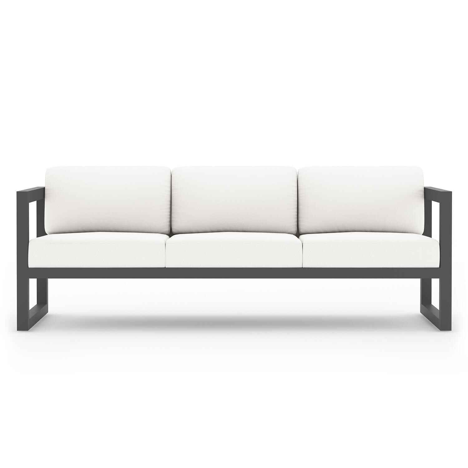 Misty Cove 3 Piece Seating Set In Slate w/Portal Coffee Table & Canvas Natural Cushions by Lakeview - Sofa - White Background thumbnail