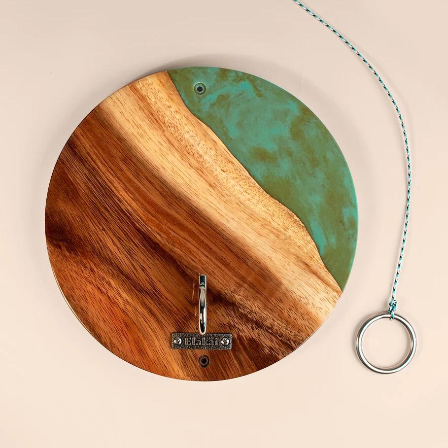 Elakai One of a Kind Teal and Orange Pearl Epoxy Resin Live-Edge Wood Hook and Ring Toss Game - EGHRCRLE-09