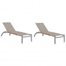 Argento 2 Piece Aluminum Patio Chaise Lounge Set W/ Tekwood Natural Side Rails By Oxford Garden - Bellows Sling