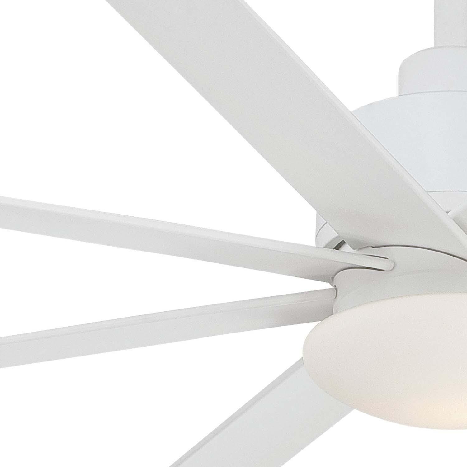 Minka-Aire F888L-WHF Slipstream 65-Inch 8-Blade LED Ceiling Fan in White Finish w/ Flat White Blades & Etched Opal Glass - Left Side thumbnail
