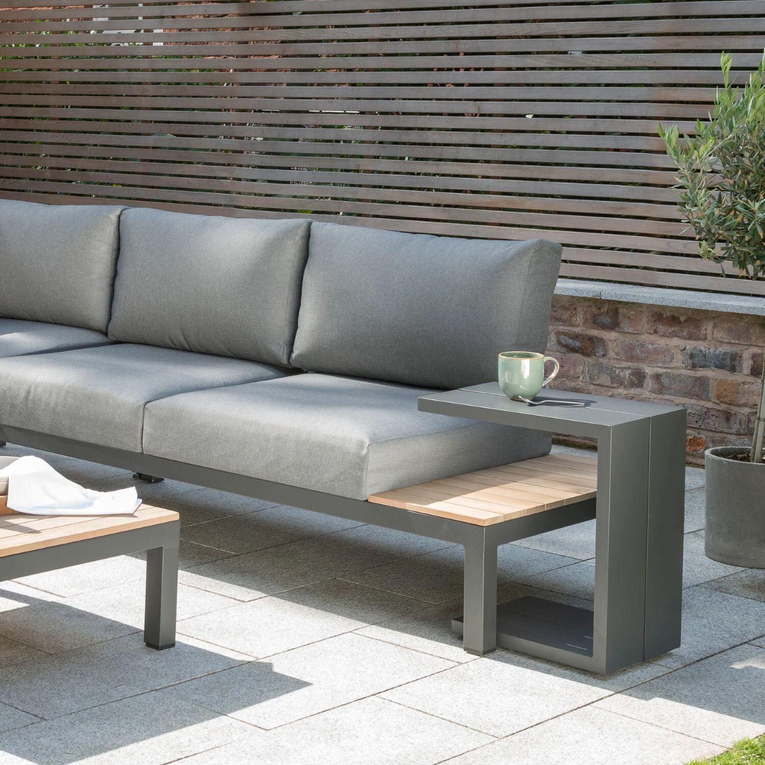 Elba Gray Side Table By KETTLER - W/ Sofa - Lifestyle thumbnail