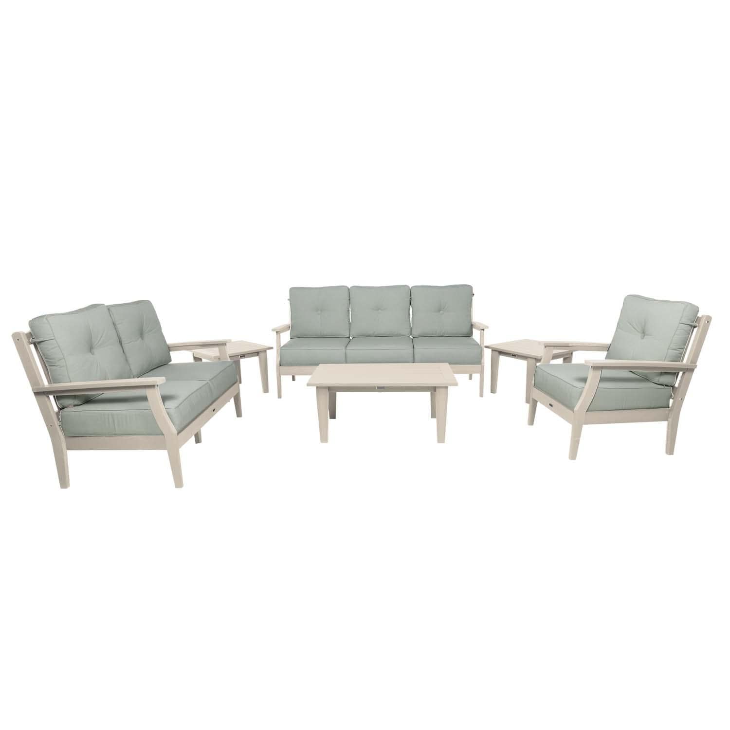 Blushing Bay 6 Pc Recycled Plastic Grand Seating Set in Canvas Seasalt/Whitewash by Lakeview Outdoor Designs - Front View - White Background thumbnail