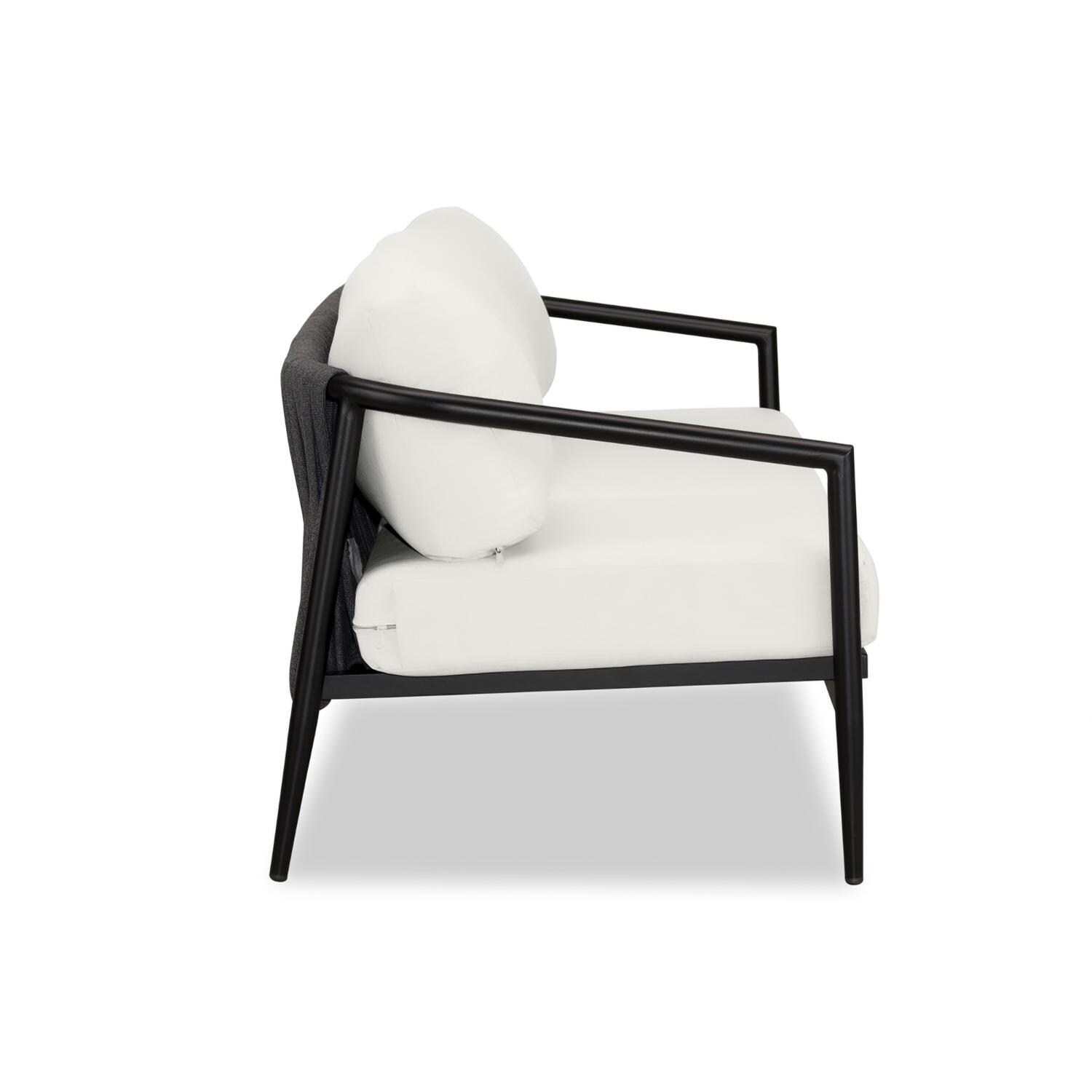 Lakeview Midnight Cove 3 Person Aluminum Sofa in Black/Carbon/Canvas Natural - Side - White Background thumbnail