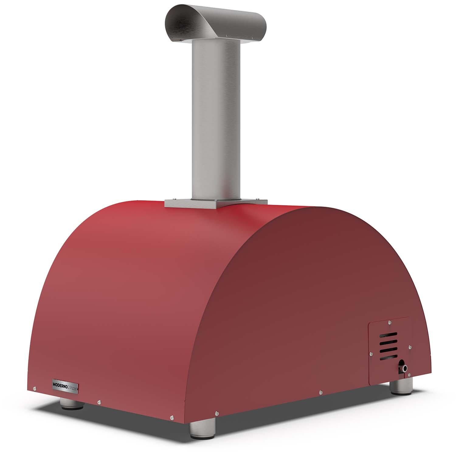 Alfa FXMD-2P-LROA Moderno 2 Pizze Wood - Fired Pizza Oven - Antique Red - Back Left Angled View - White Background thumbnail