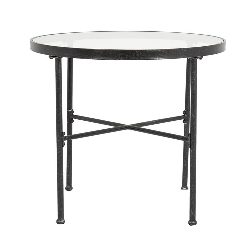 Provence 32 Inch Round Wrought Iron Bistro Table W/ Tempered Glass Top By Sunset West - White Background thumbnail