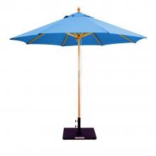 Galtech 9 Ft. Octagonal Hardwood Patio Market Umbrella W/ Pulley - Light Wood W/ Sunbrella Canvas Pacific Blue Canopy