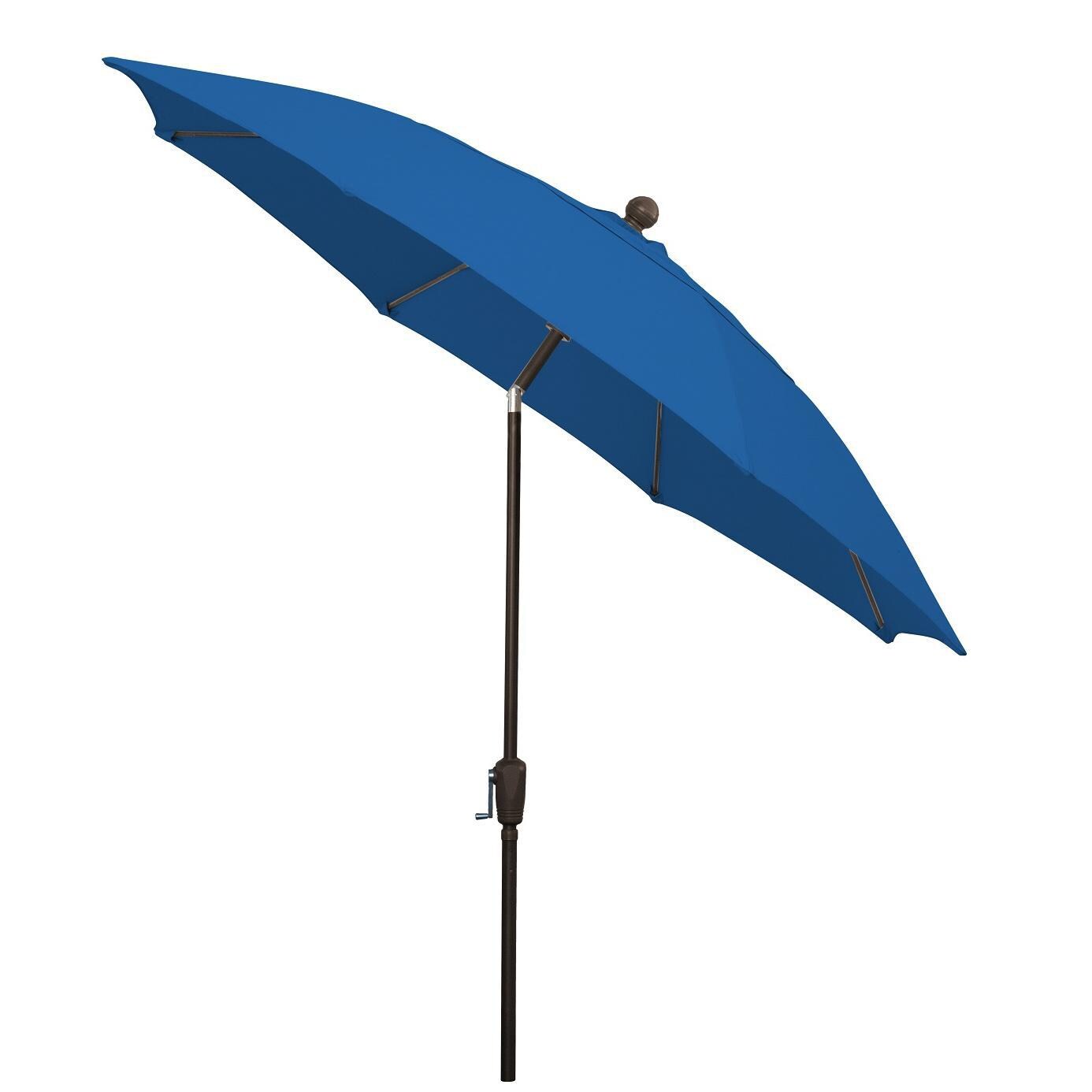 FiberBuilt 9 Ft. Aluminum Market Patio Umbrella W/ Crank Lift & Tilt - Champagne Pole / Pacific Blue Olefin