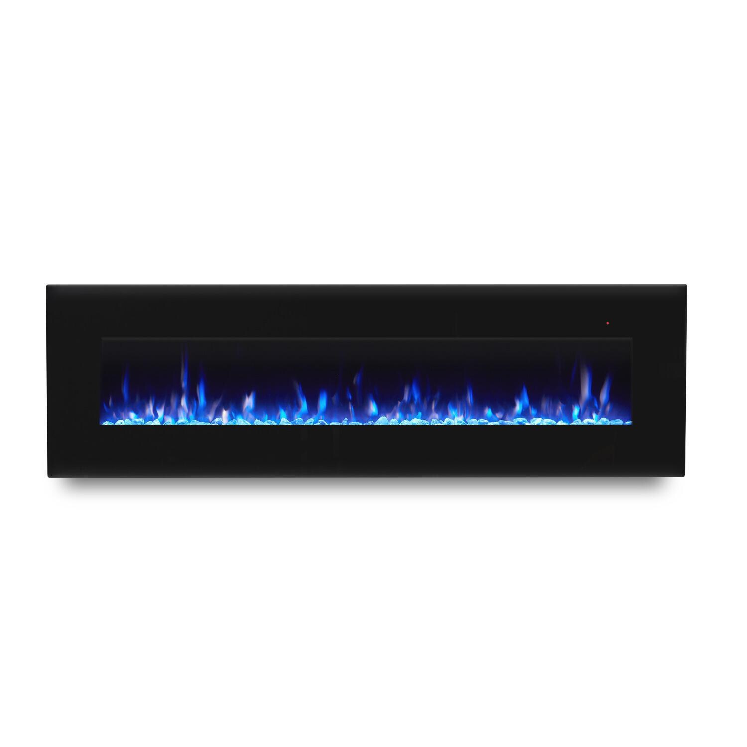 Real Flame 1360E-BK Corretto 72-Inch Wall Mount Electric Fireplace - Black - Clear Glass - Blue/White Flame thumbnail
