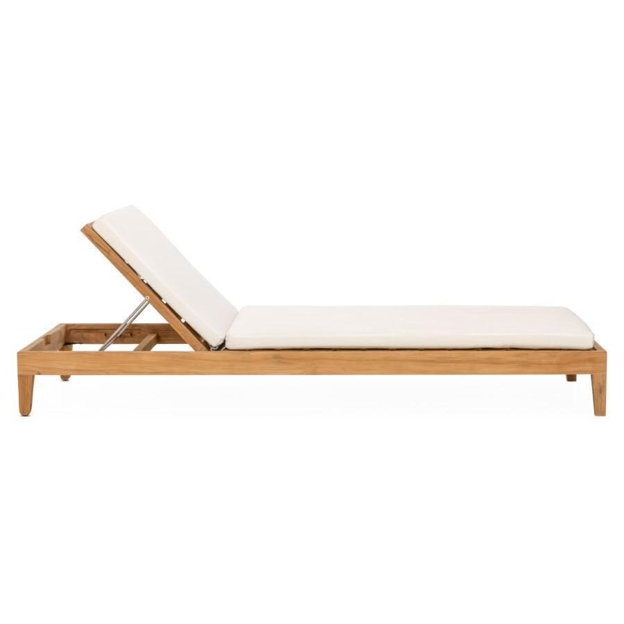 Teak + Table Monday Teak Patio Chaise Lounge in Natural - Up Position, Side View - White Background thumbnail