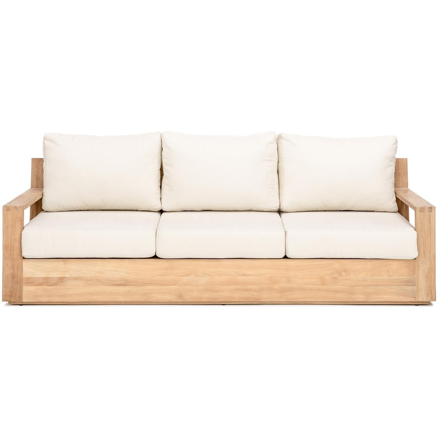 Teak + Table Atlantic Teak Patio Sofa in Sand - White Background thumbnail