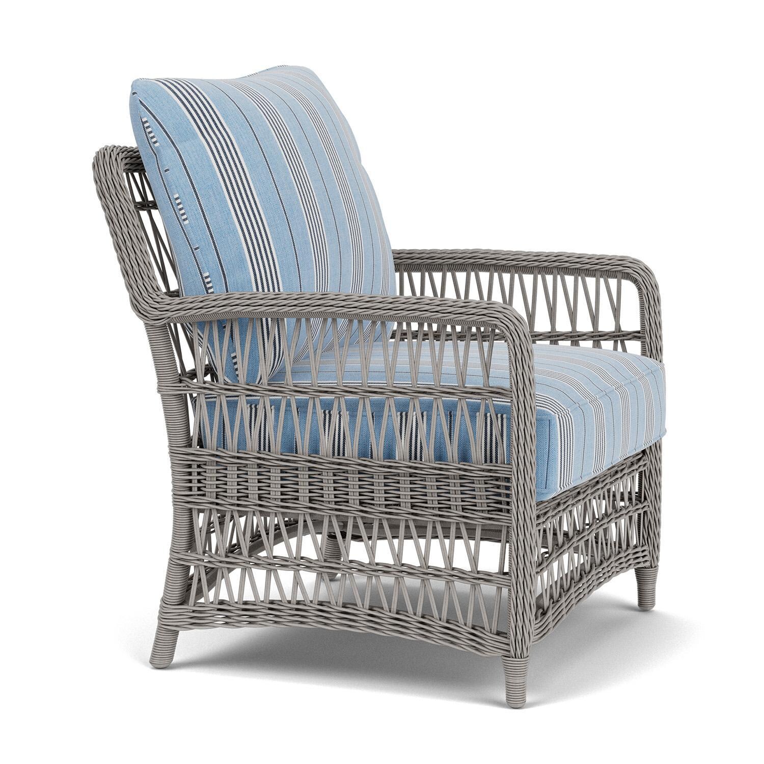 Lloyd Flanders Mackinac Lounge Chair in Putty Finish with Hansen Sky Fabric - Right Side thumbnail
