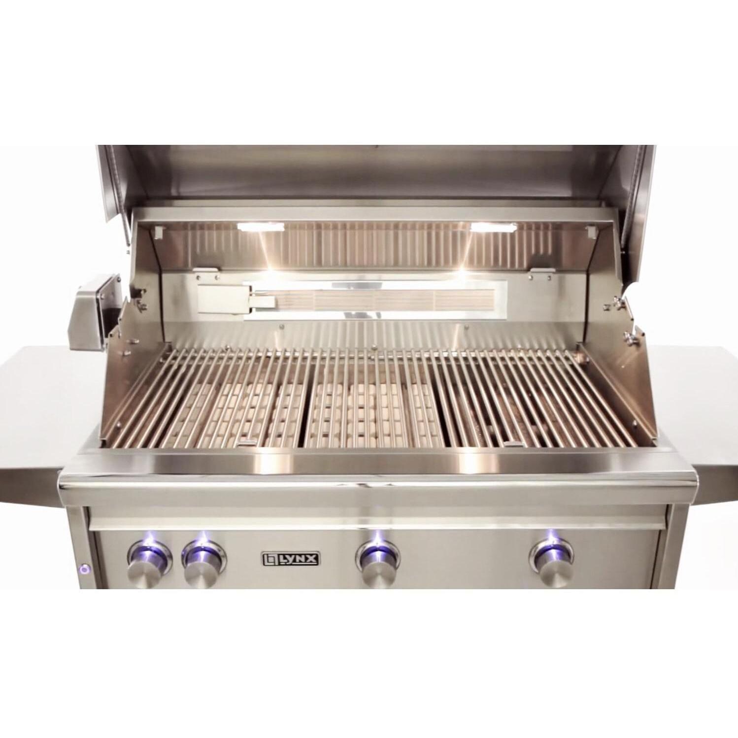 Lynx L42TR-GLLP Professional 42 Inch Built-In Propane Gas Grill w/ One Infrared Trident Burner & Rotisserie in Glacier - Dual Halogen Lights - White Background