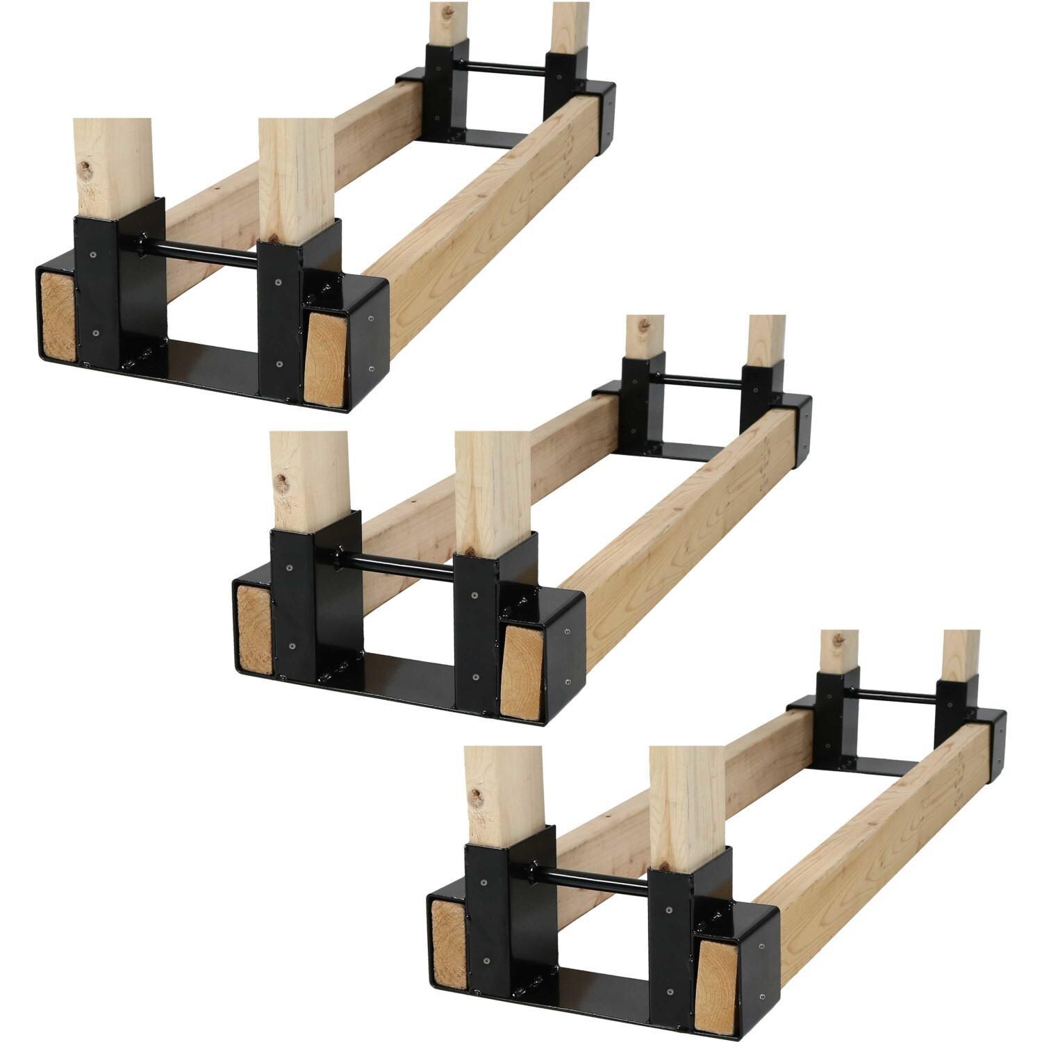 Ultimate Patio SC-QX-SLRB-3PK Adjustable Steel Log Rack Brackets - Set of 3 - Components Assembled (Lumber Not Included) thumbnail