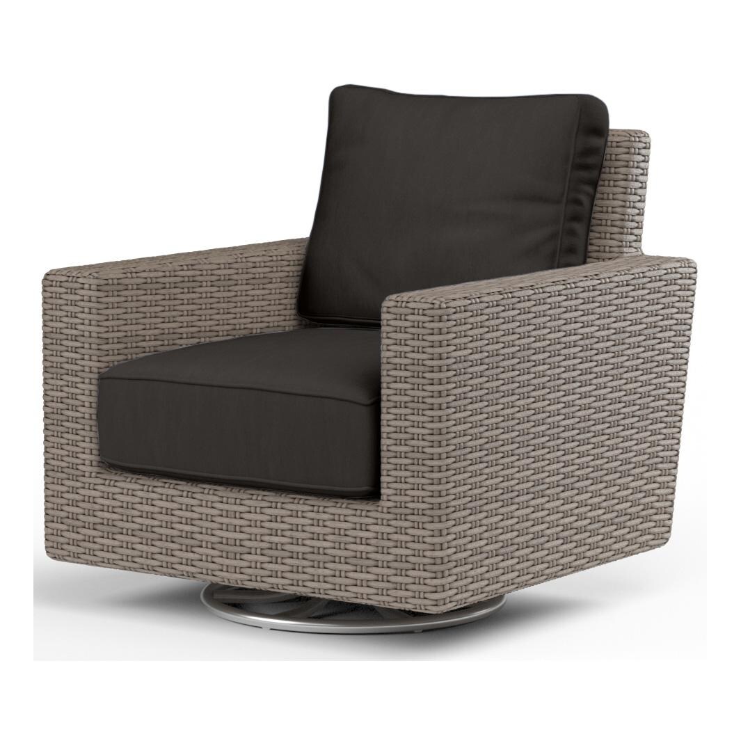 Coronado Wicker Swivel Rocker Club Chair in Driftwood/Spectrum Carbon by Sunset West