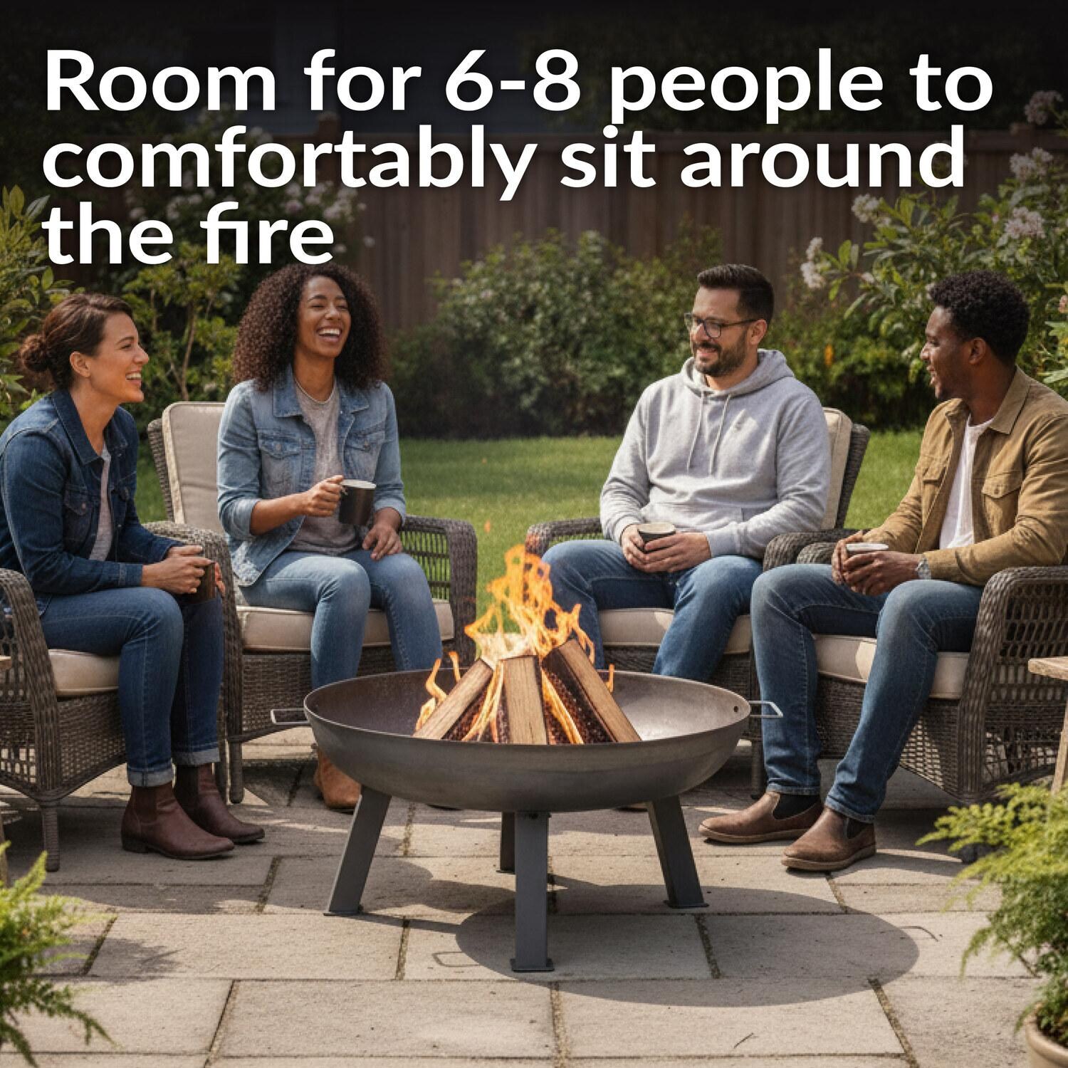 Ultimate Patio Rustic 34 Inch Round Cast Iron Wood-Burning Fire Pit in Dark Gray - Seating Capacity - Lifestyle thumbnail