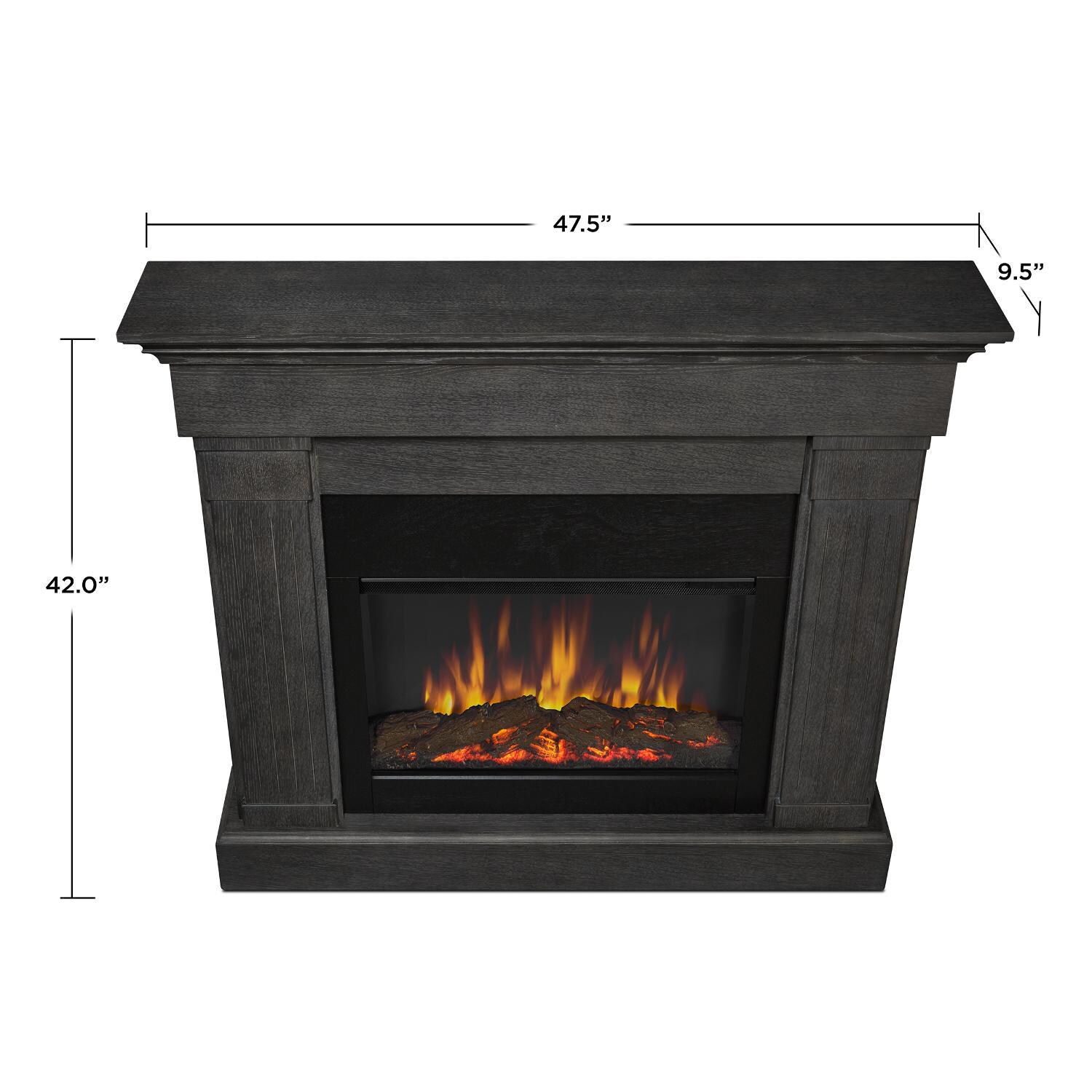 Real Flame 8020E-GRY Crawford 47-Inch Slimline Electric Fireplace W/ Mantel - Gray - Dimensions thumbnail