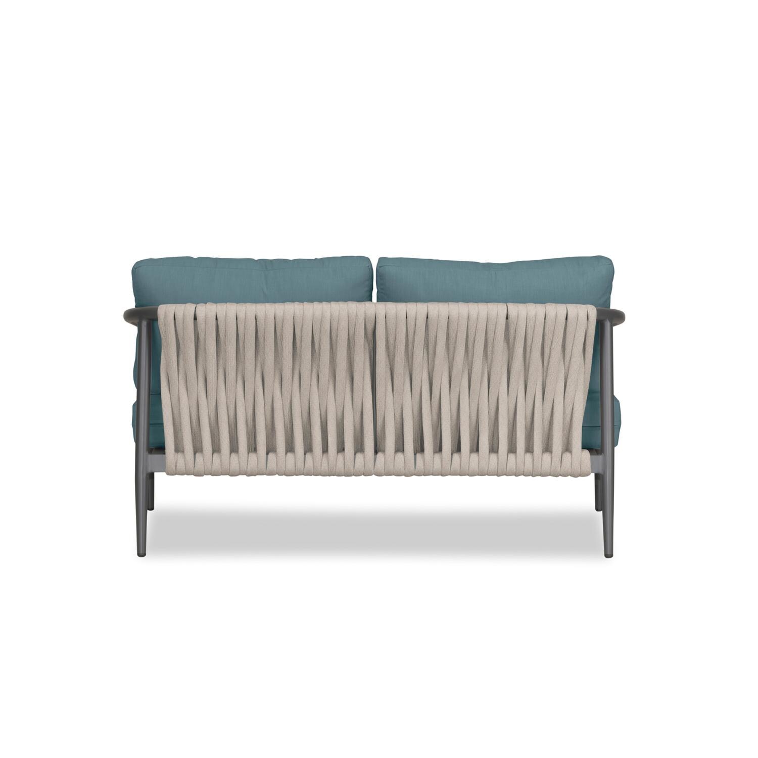 Lakeview Midnight Cove 2 Person Aluminum Loveseat in Slate/Pebble Gray/Cast Lagoon - Back - White Background thumbnail