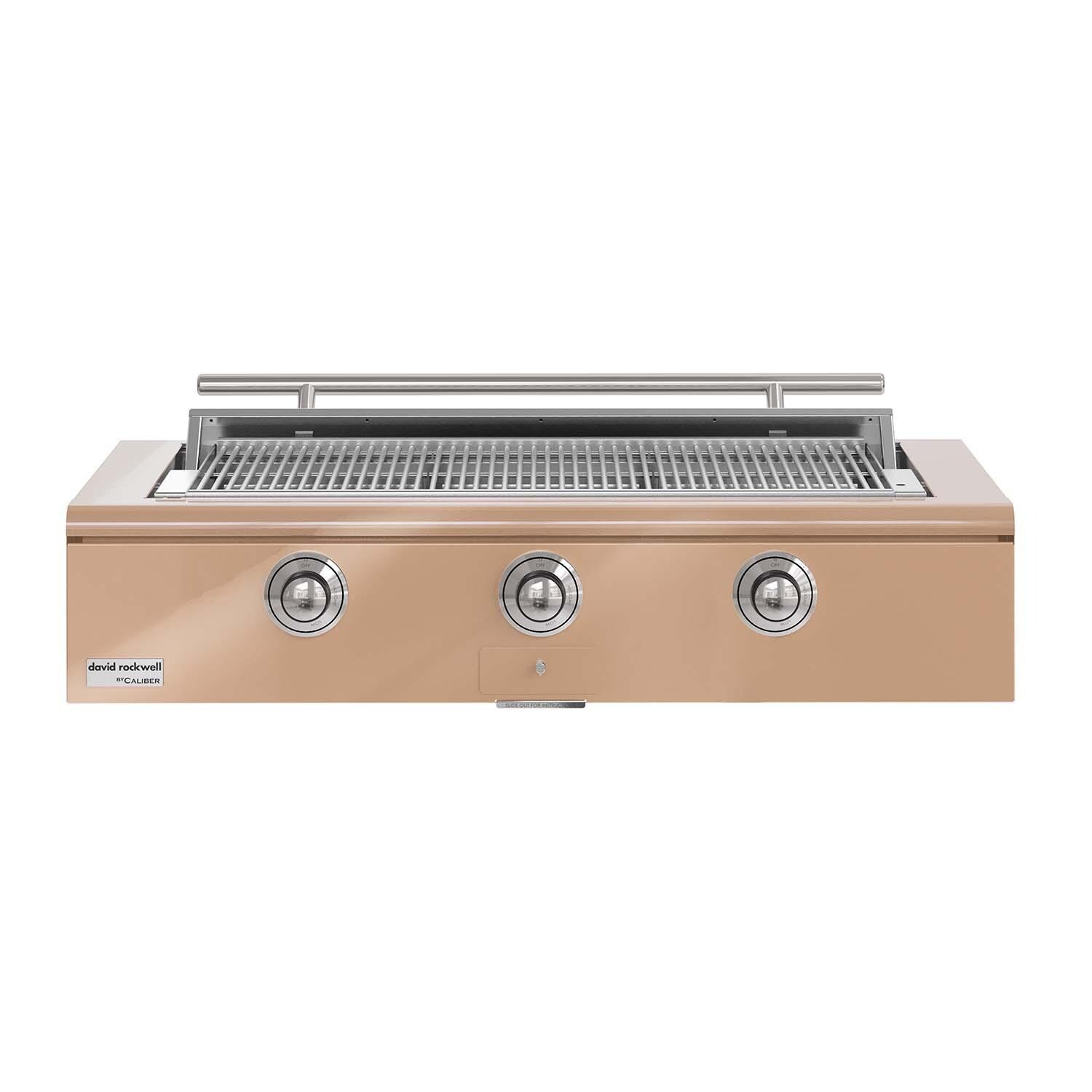 Caliber CRG-48BN00-A-179-H02 48-in Natural Gas Built-In Rockwell Grill - Champagne w/ Chrome Hardware - White Background thumbnail