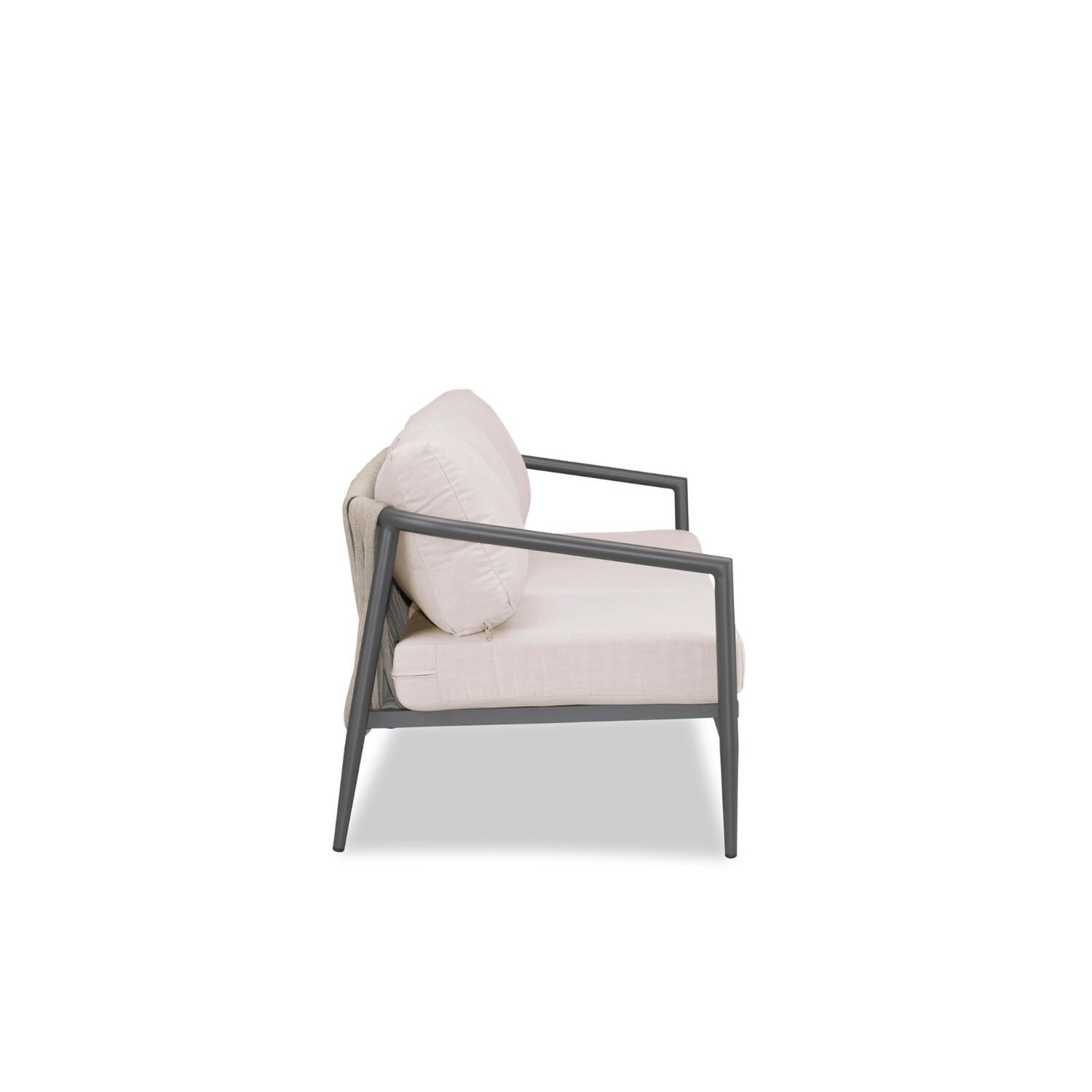 Lakeview Midnight Cove 3 Person Aluminum Sofa in Slate/Pebble Gray/Cast Silver - Side - White Background thumbnail