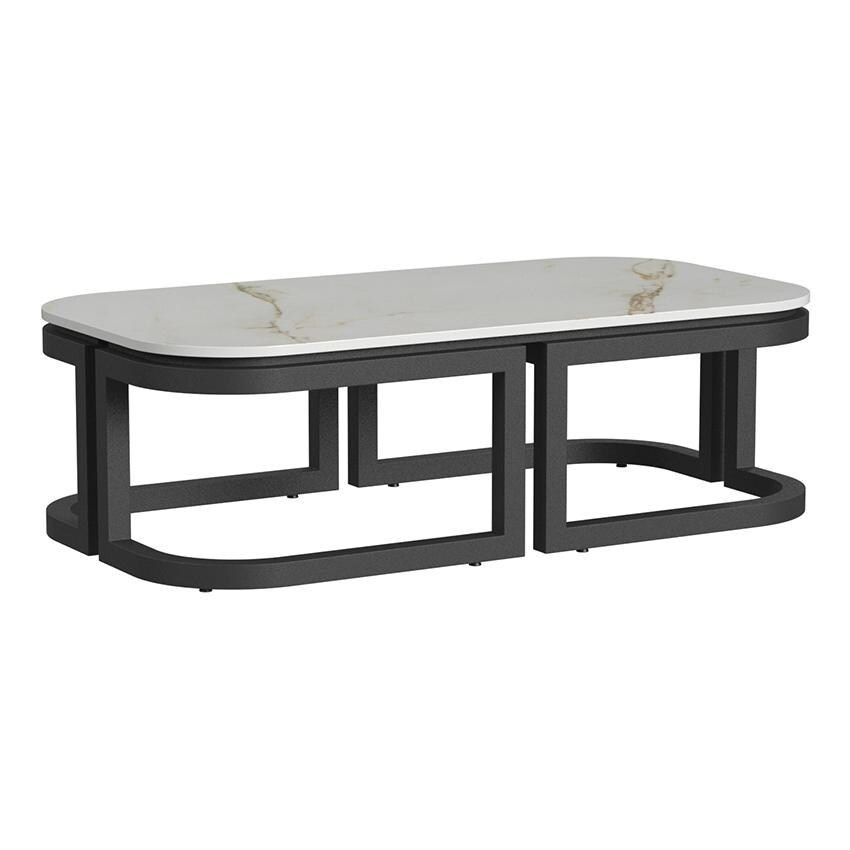 Malibu 60 Inch Black Aluminum Coffee Table by Sunset West - White Background thumbnail