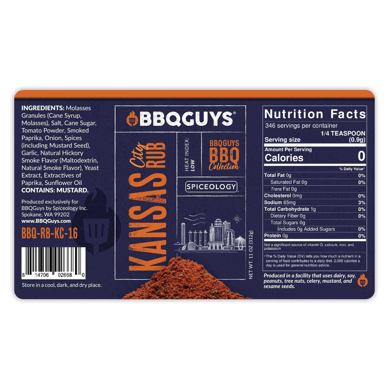 BBQGuys Signature x Spiceology Carolina, Kansas City, & Memphis Rub Variety Pack - Kansas City Rub Label thumbnail
