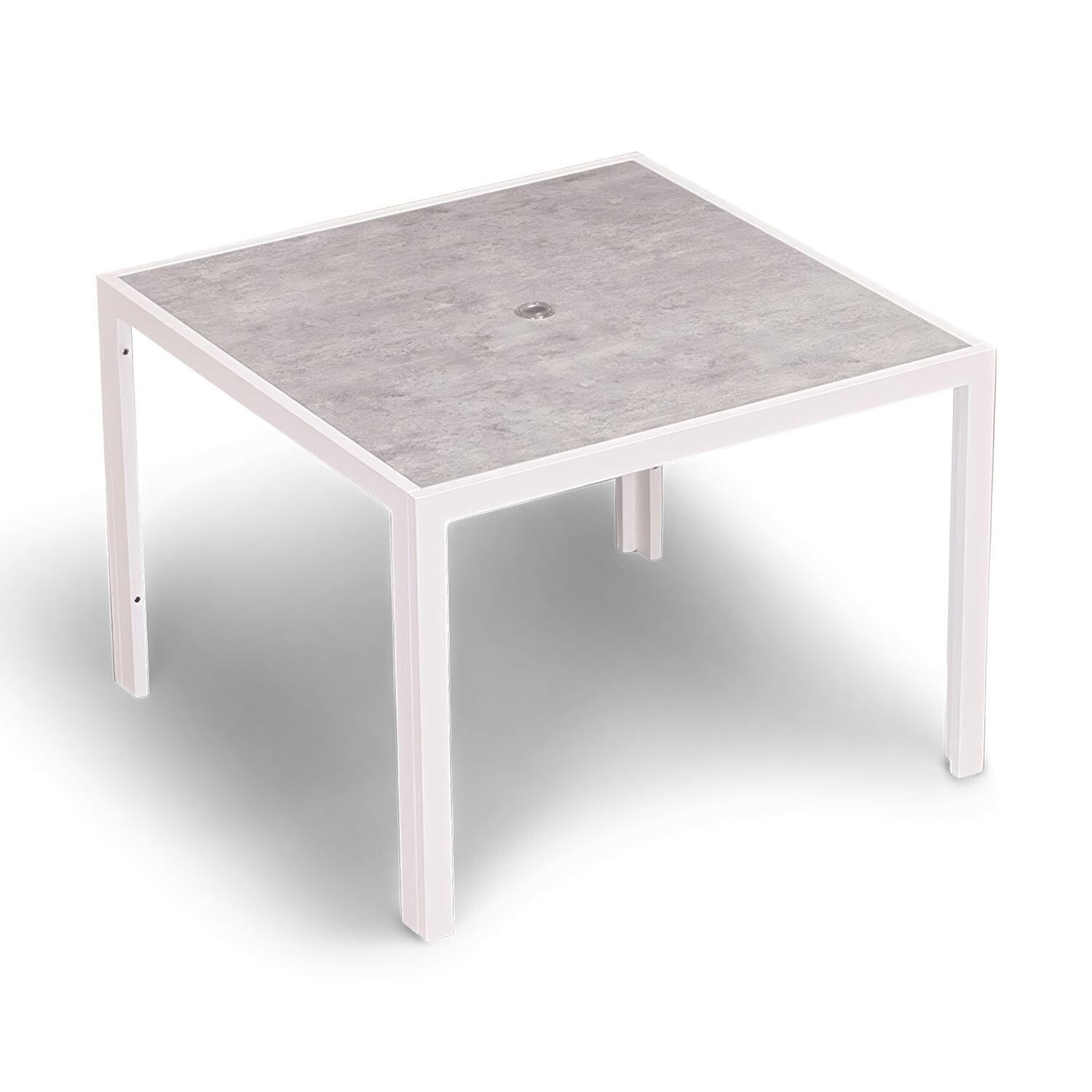 Chloe Bay 5 Pc Aluminum Square Dining Set in White by Lakeview - Table - White Background thumbnail