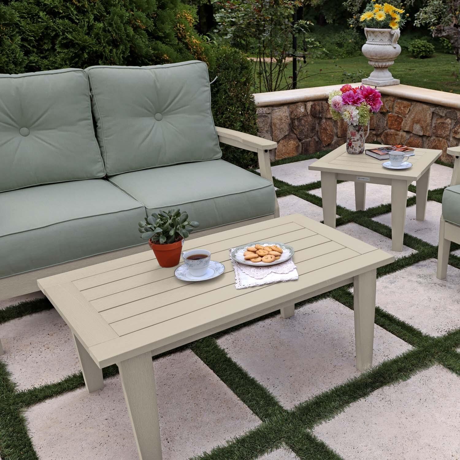 Blushing Bay 4 Pc Recycled Plastic Seating Set in Canvas Seasalt/Whitewash by Lakeview Outdoor Designs - Close Up - Lifestyle thumbnail