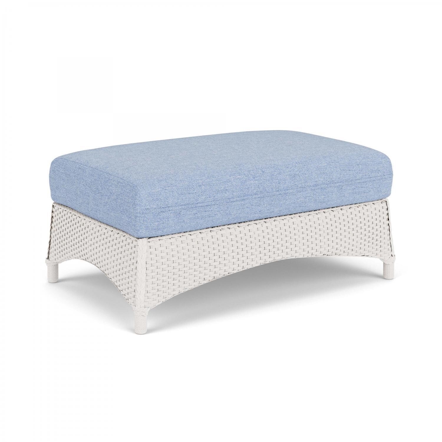 Lloyd Flanders Mandalay Large Ottoman in White Finish with Demo Skyway fabric - Angled thumbnail