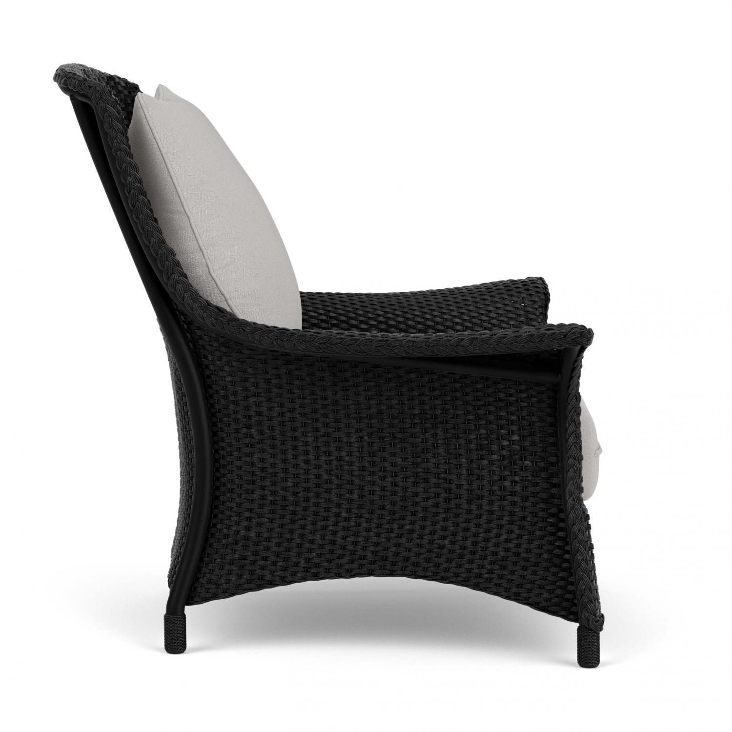 Lloyd Flanders Mandalay Lounge Chair in Ebony Finish with Tundra Dove fabric - Side thumbnail