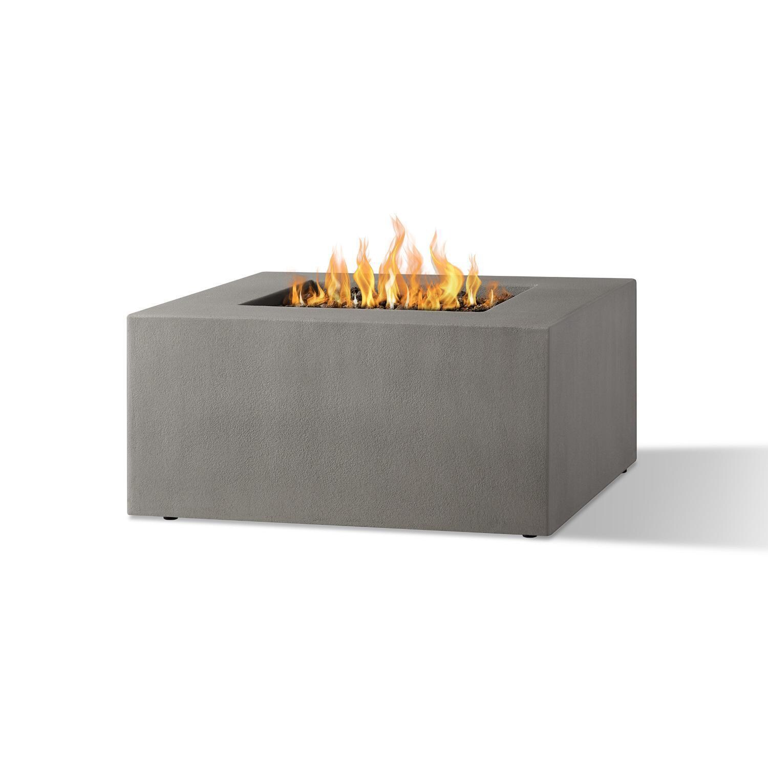 Olliewood 363NG-FLNT 40 Inch Square Glass Fiber Reinforced Concrete Natural Gas Fire Pit Table in Flint by BBQGuys Signature - On - White Background thumbnail