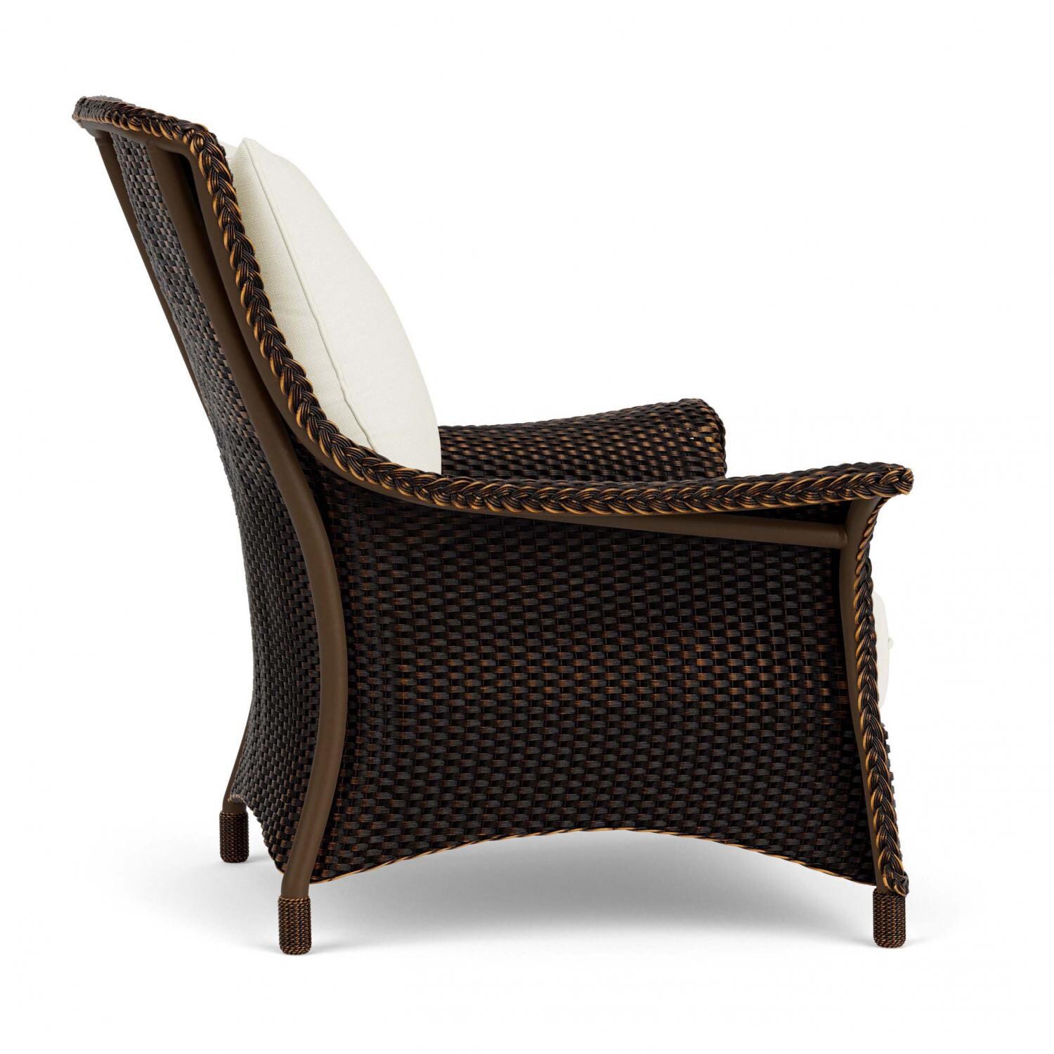 Lloyd Flanders Mandalay Lounge Chair in Mink Finish with Sailcloth Salt fabric - Side thumbnail