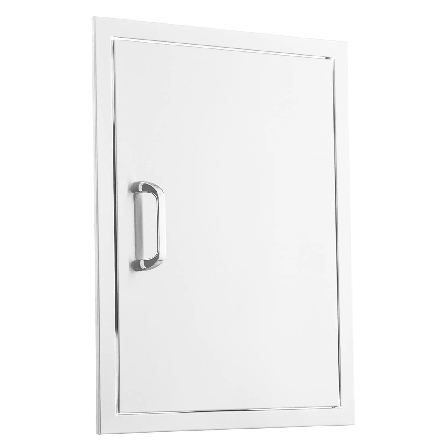 BBQGuys Signature 21-Inch Stainless Steel Reversible Single Access Door - Vertical - Angled View - White Background thumbnail