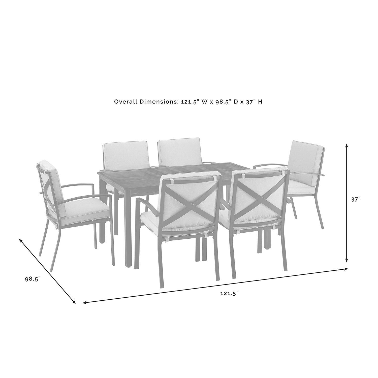 Ultimate Patio UP-82253BZ-OL 7Pc Outdoor Dining Set in Oatmeal - Overall Dimensions - Diagram thumbnail
