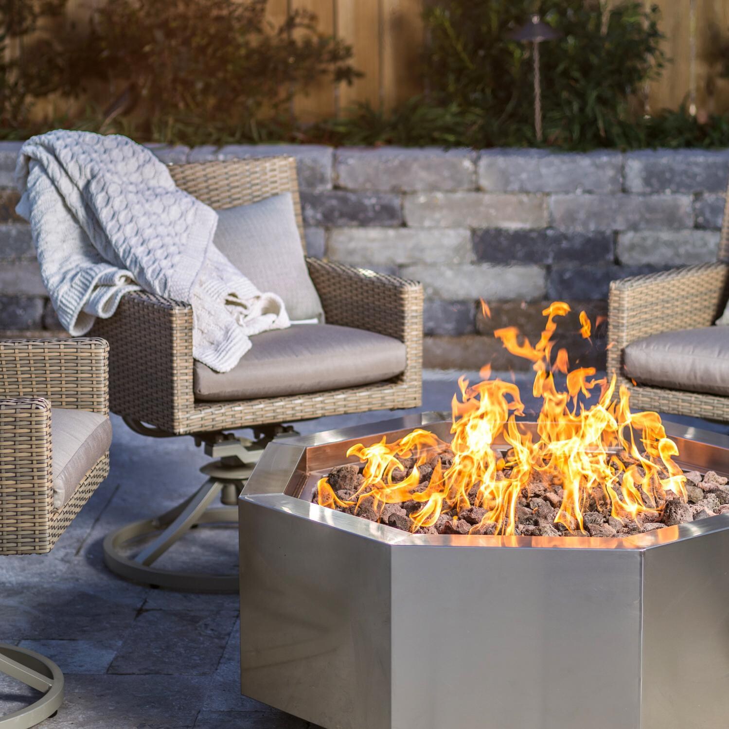 Lakeview Outdoor Designs 42-Inch Stainless Steel Octagon Fire Pit - Lifestyle thumbnail