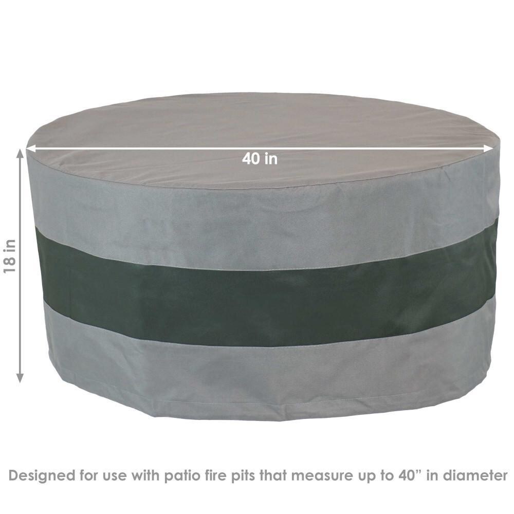 Ultimate Patio 40-Inch Round 2-Tone Gray/Green Stripe Outdoor Fire Pit Cover - Dimensions thumbnail