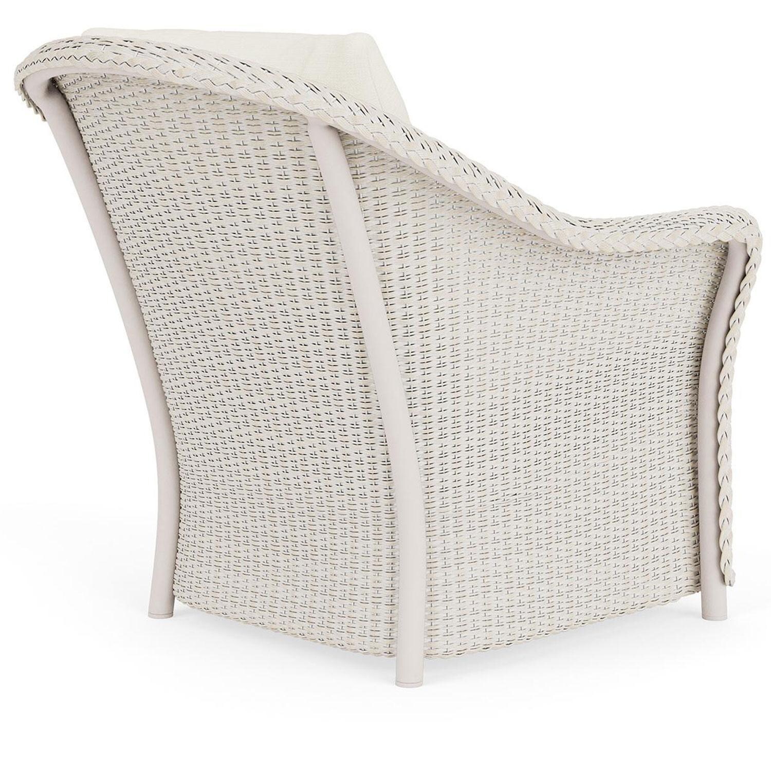 Lloyd Flanders Weekend Retreat Lounge Chair in Antique White Finish W/ Sailcloth Salt Fabric - Back Right thumbnail