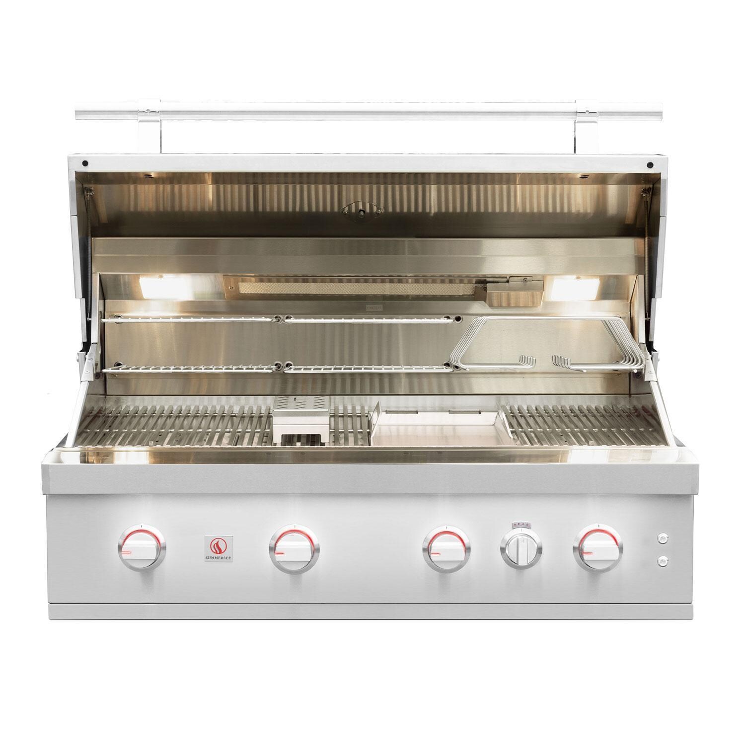 Summerset QST42-LP Quest 42-in 3 Burner Built-In Propane Gas Grill w/ Rear Infrared Burner, Rotisserie Kit, & Drop-In Griddle Plate - Display - White Background thumbnail