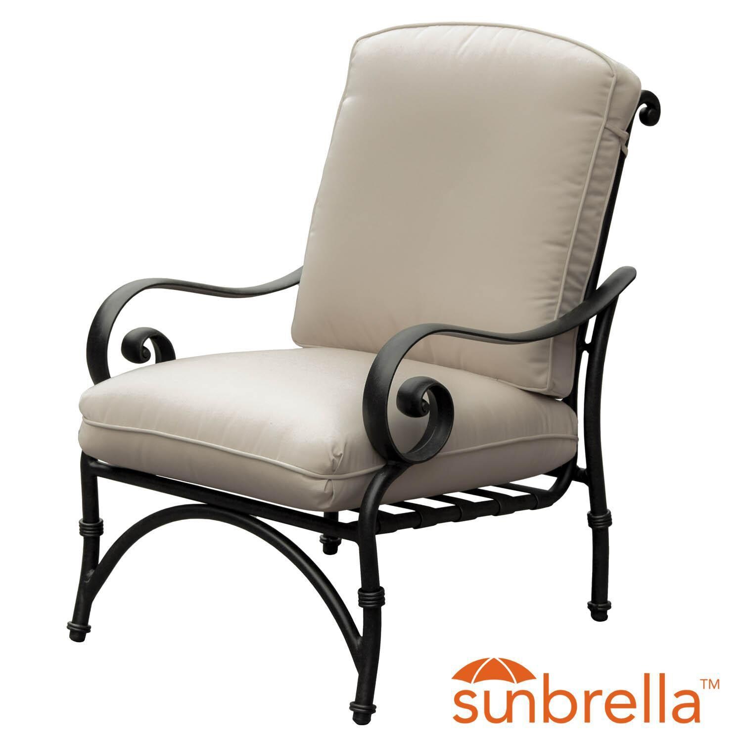 Elysian Aluminum Patio Club Chair W/ Sunbrella Canvas Antique Beige Cushion By Lakeview Outdoor Designs thumbnail