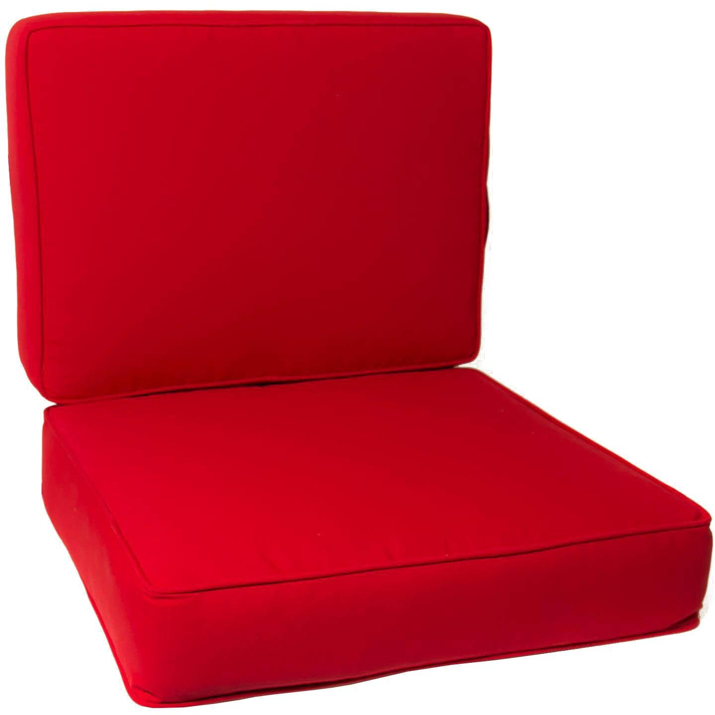 Sunbrella Canvas Jockey Red Medium Square Outdoor Replacement Club Chair Cushion Set W Piping By Bbqguys Bbqguys