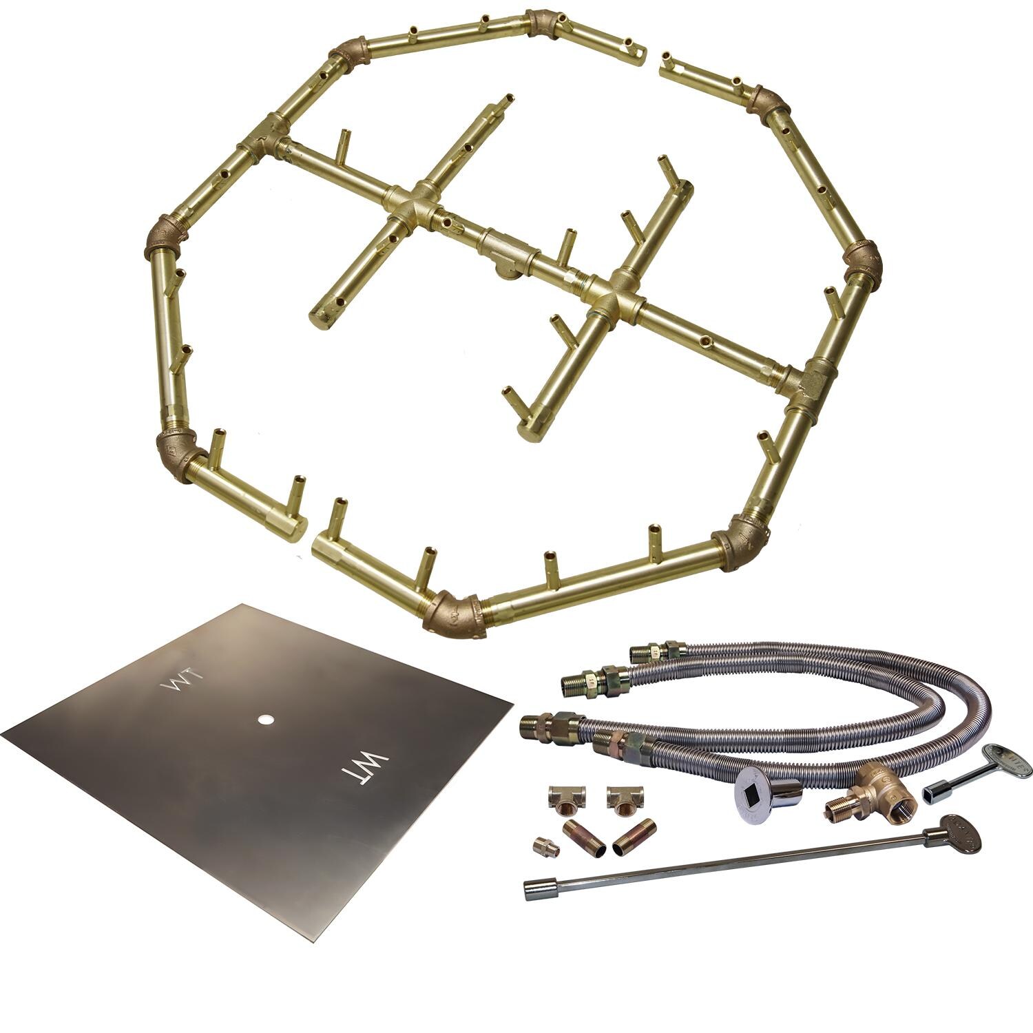 Warming Trends CFBO320NGALPL36SFK2 36-Inch Square Natural Gas Fire Pit Burner Kit W/ 24.5-Inch Octagonal Crossfire Brass Burner - Match Light Ignition thumbnail