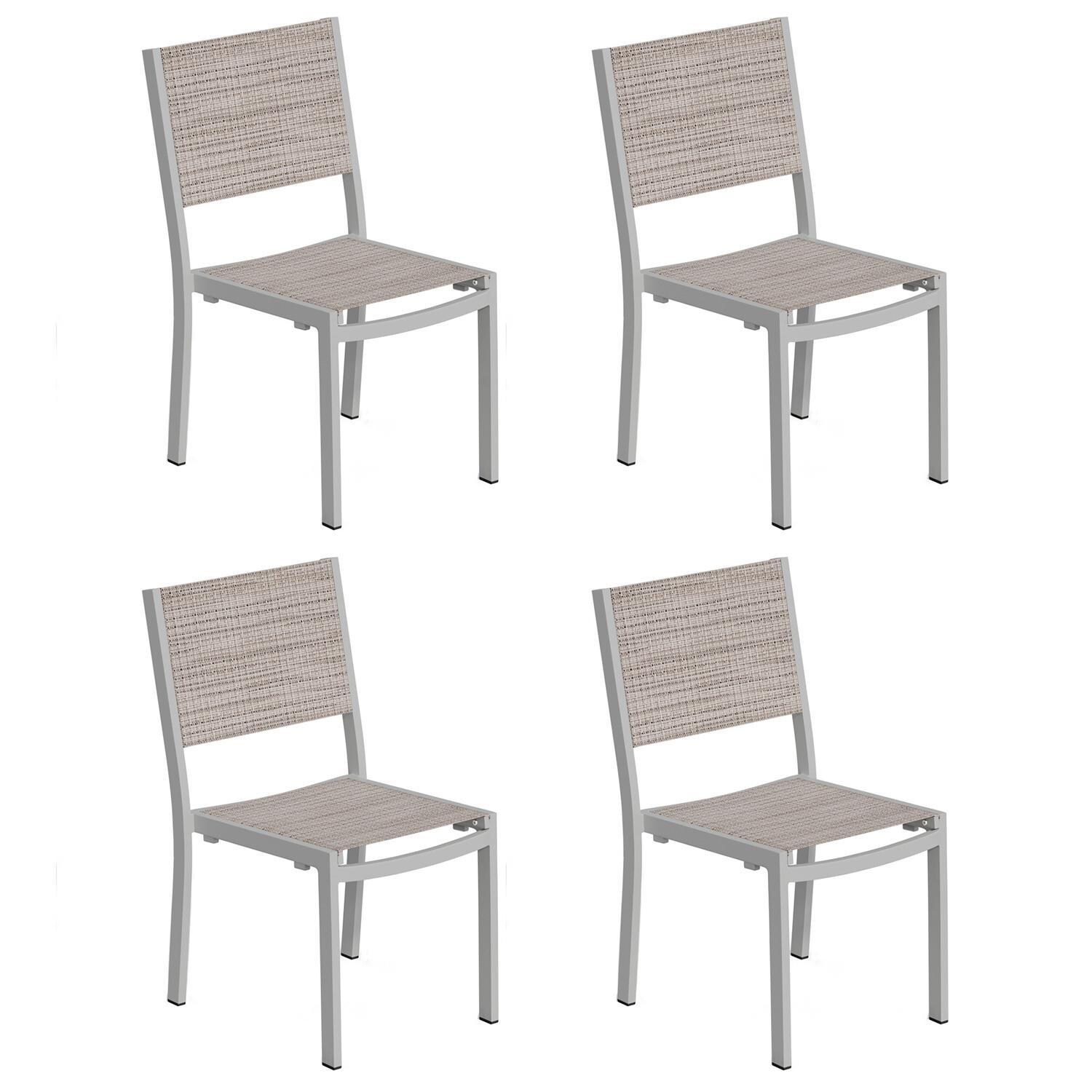 Oxford Garden Travira 4 Pc Composite Sling & Aluminum Dining Side Chair in Flint/Bellows thumbnail